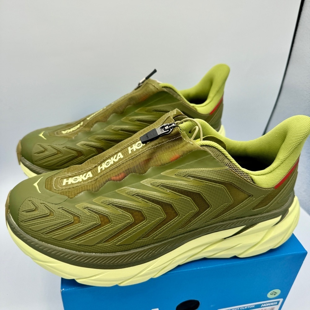 NWT Hoka Project Clifton Avocado Dark Citron Unisex Shoes ADCT Olive Green